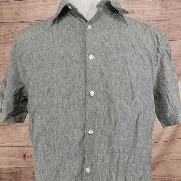 Stafford Other - Stafford Shirt Mens XL Green Short Sleeve Button-Up Rayon Linen Blend Casual